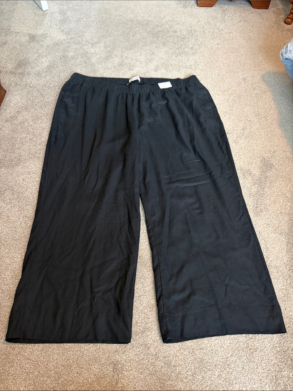Abercrombie & Fitch Black Wide-Leg Linen blend elastic waist pants size xxxl